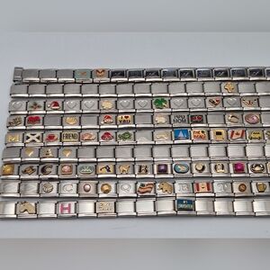 Lot of 160+ Italian Charm Bracelet Links Stainless Steel Modular Assorted Design